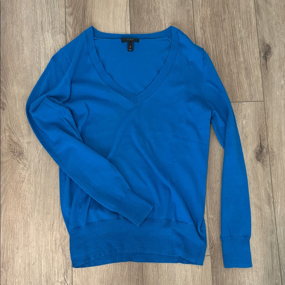Jcrew Cashmere Women's Blue V-Neck Sweater